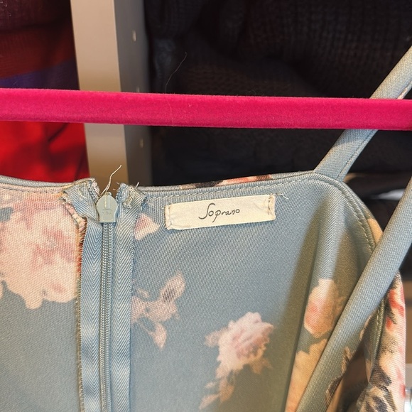 Soprano blue/white/pink floral print back zipper closure dress size XS - Picture 2 of 3